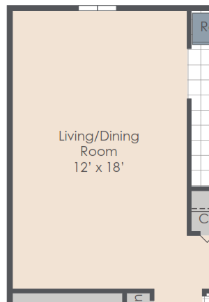 One bedroom floorplan layout